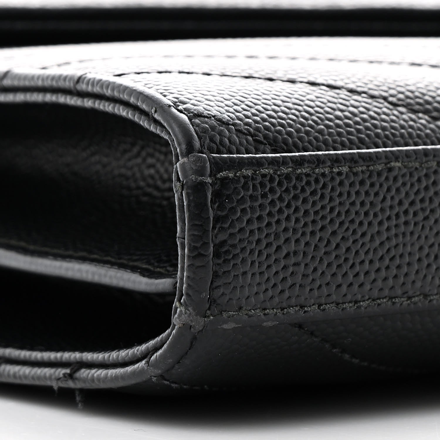 Saint Laurent Grain De Poudre Matelasse Chevron Monogram Chain Wallet Black 9 of 13