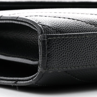 Saint Laurent Grain De Poudre Matelasse Chevron Monogram Chain Wallet Black 9 of 13