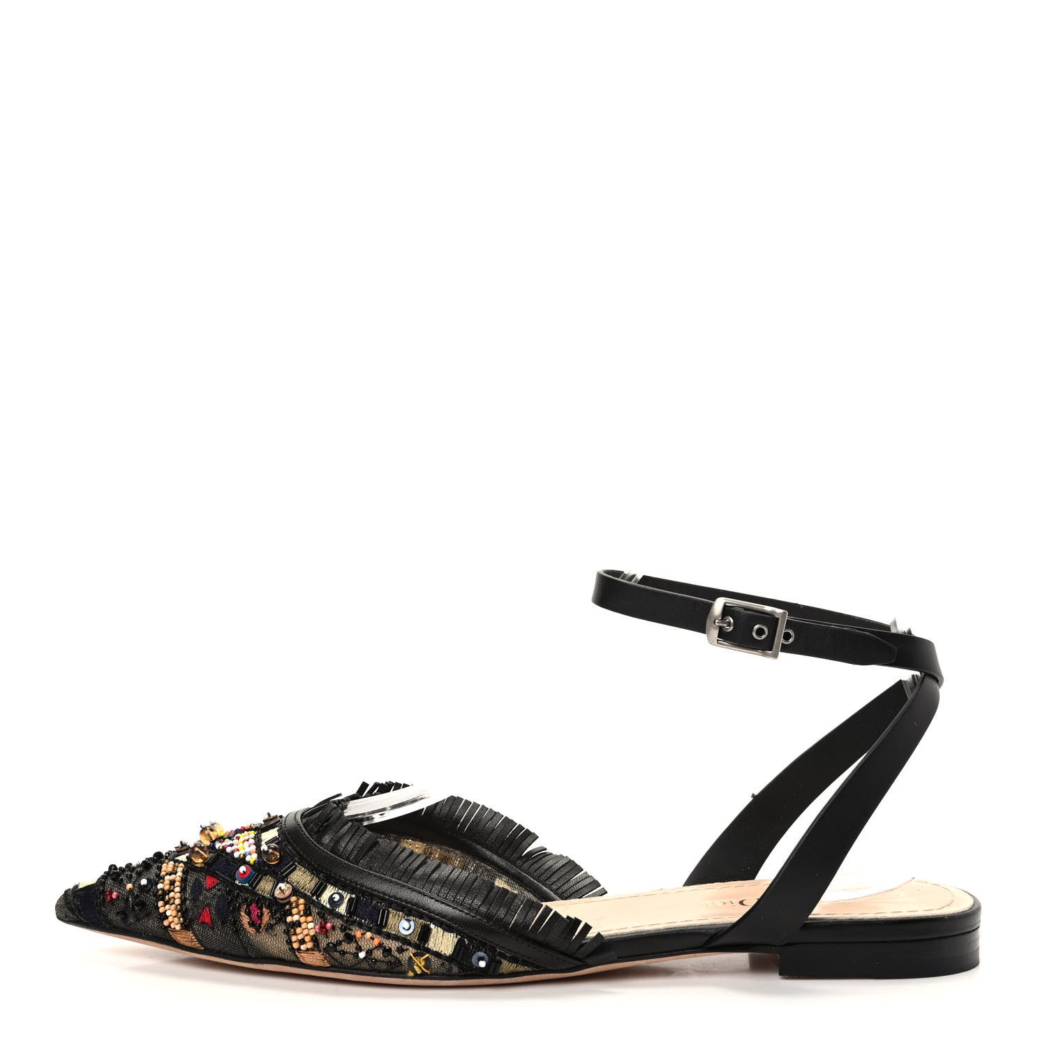 Christian Dior Calfskin Beaded Teddy D Mule Slingback Flats 39.5 Multicolor 1 of 9
