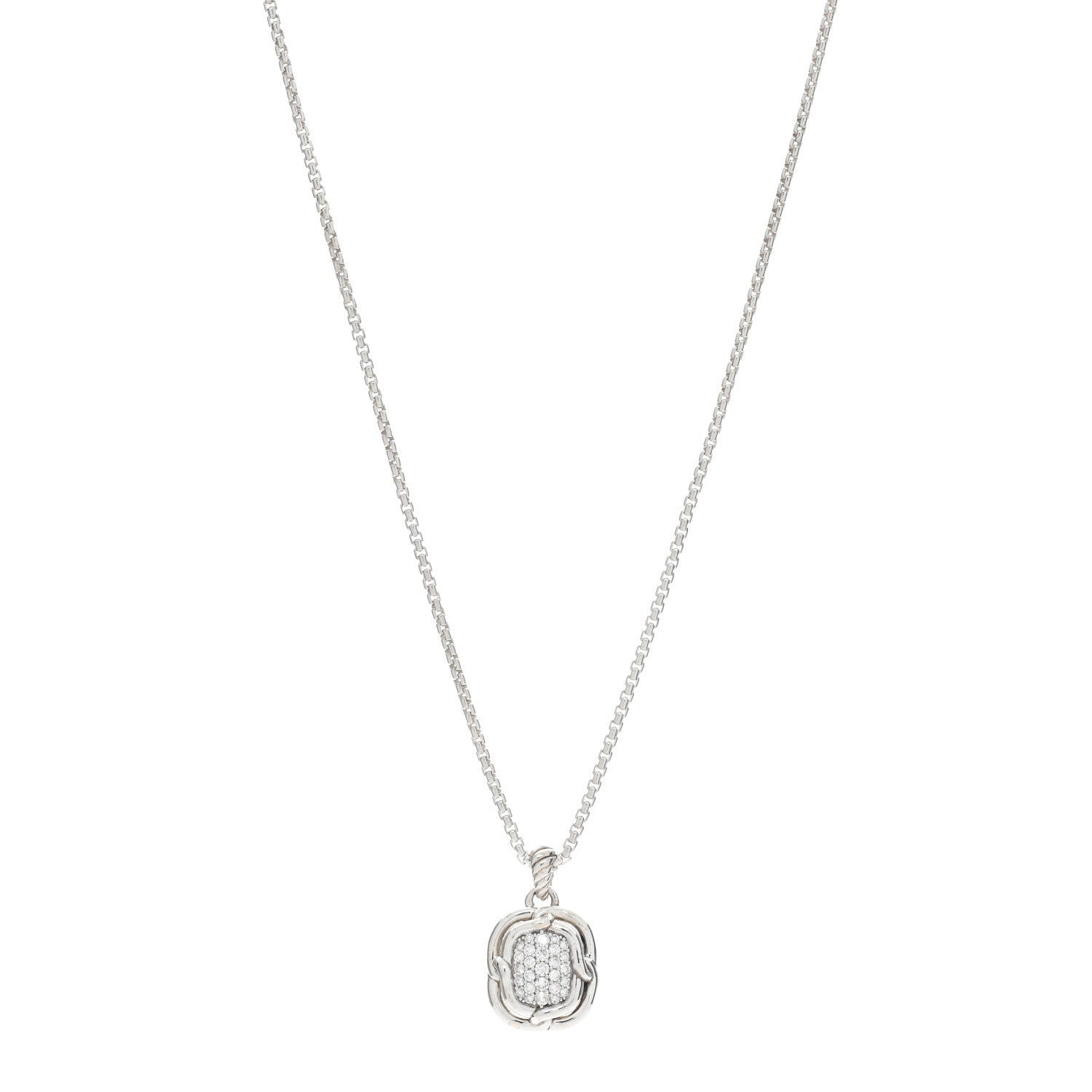 David Yurman Sterling Silver Diamond 10mm Labyrinth Pendant Necklace 1 of 4
