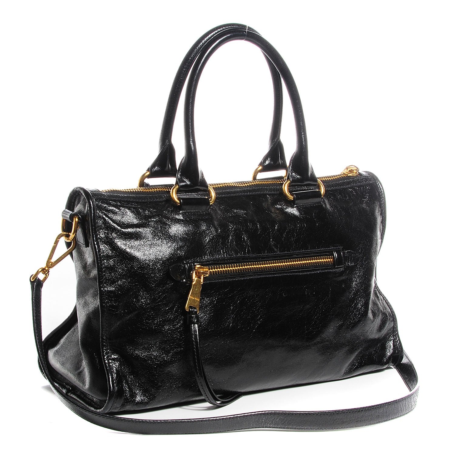 Miu Miu Vitello Shine Zip Tote Nero Black 4 of 10