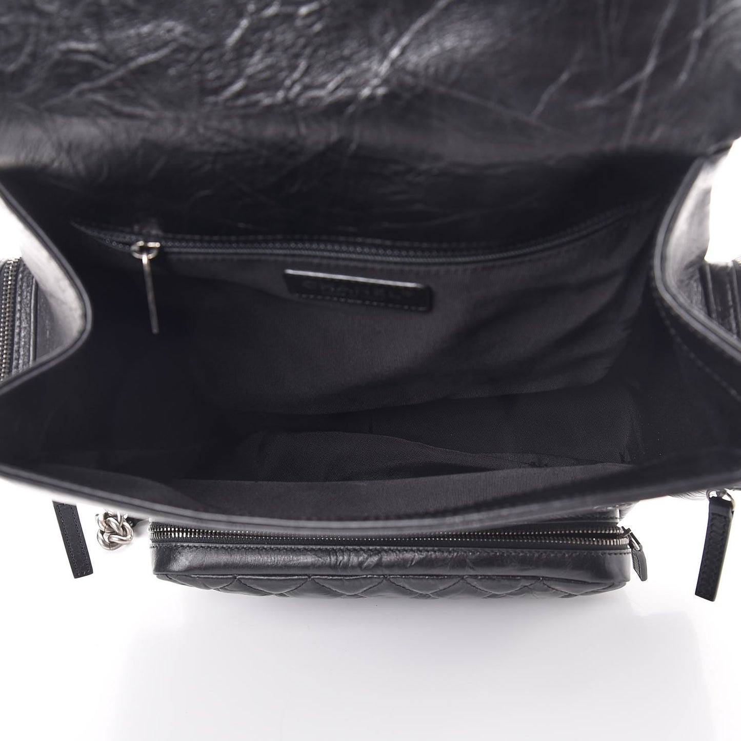 Aged Calfskin Quilted Large Casual Rock Backpack Black