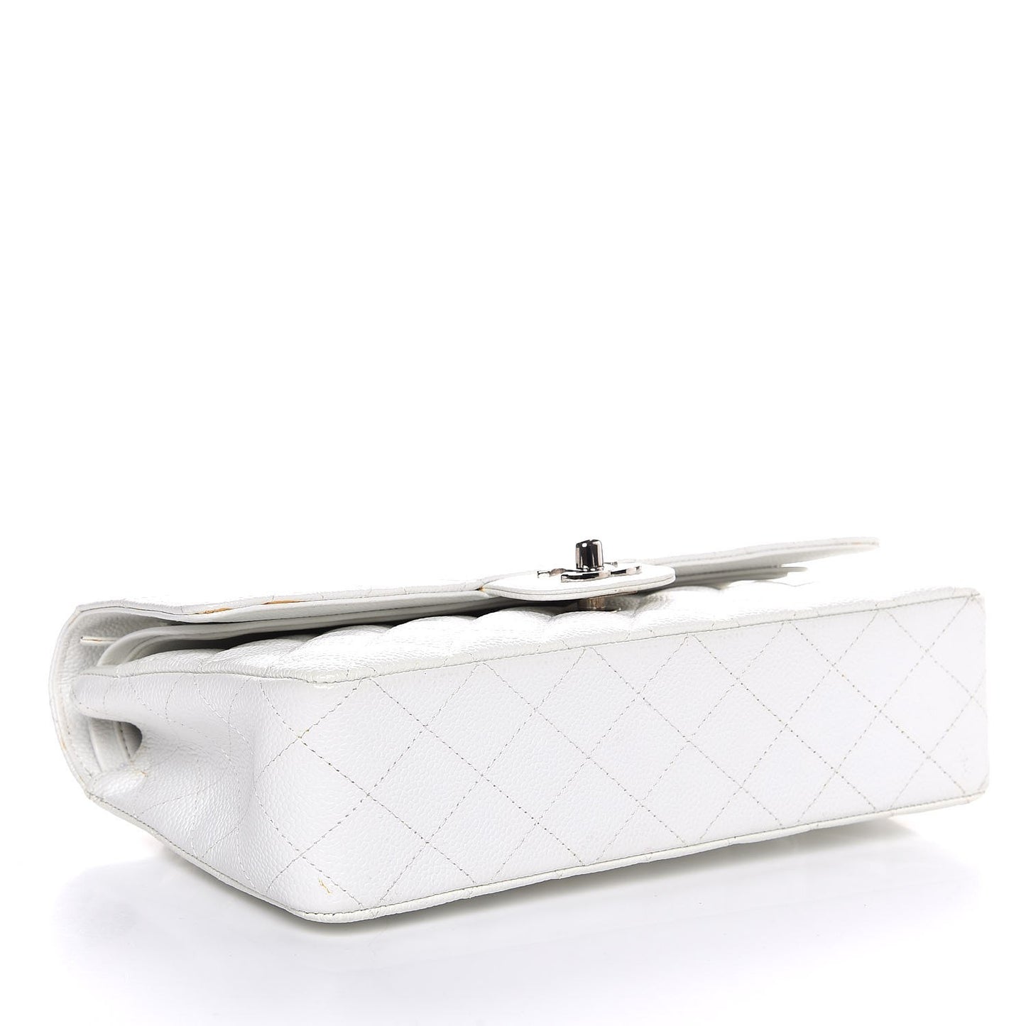Caviar Quilted Medium Double Flap White
