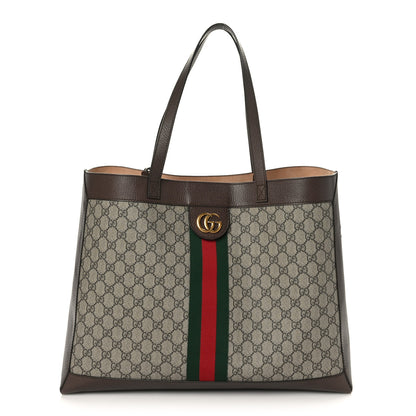Gucci GG Supreme Monogram Web Ophidia Tote Brown 1 of 12