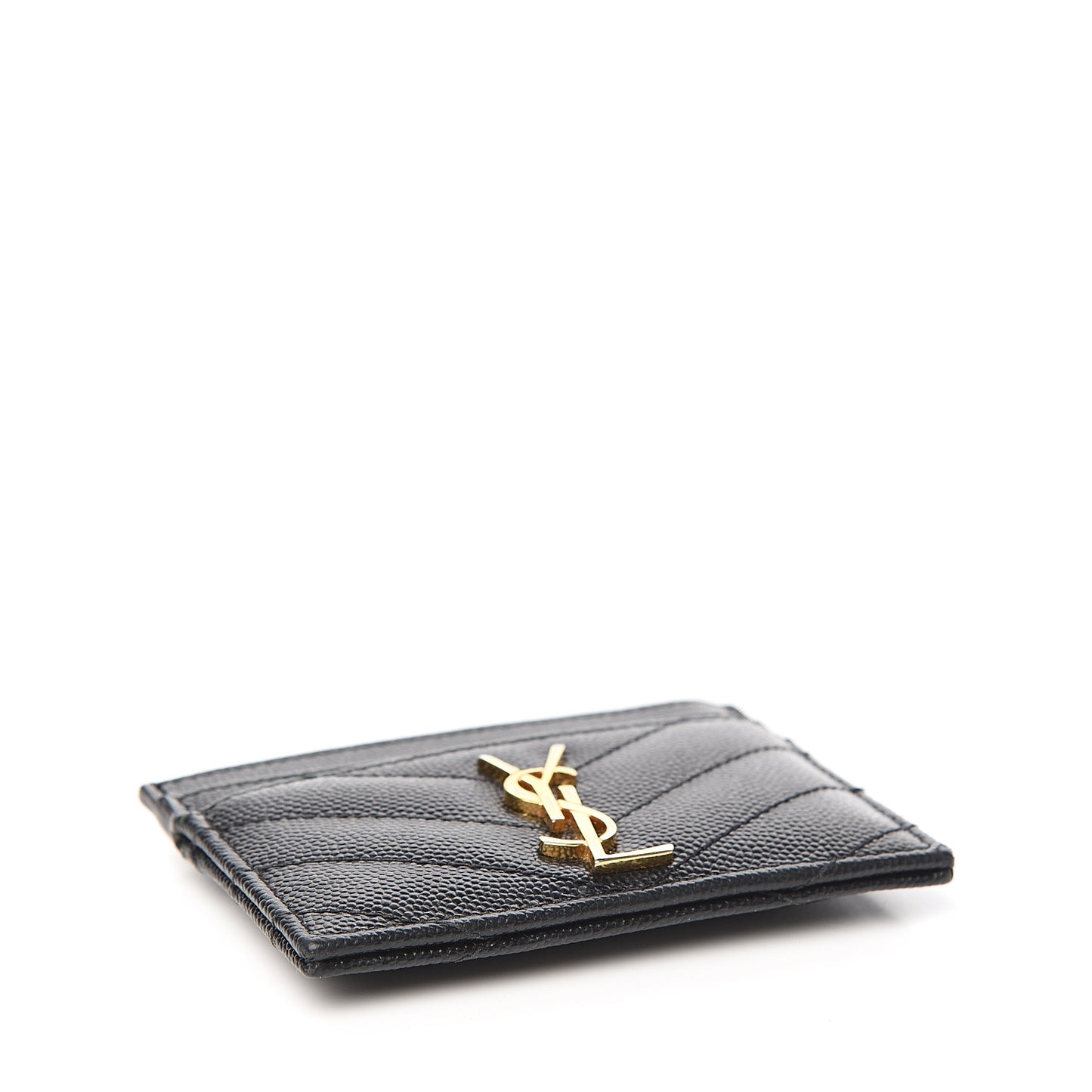 Grain De Poudre Matelasse Chevron Monogram Credit Card Case Black