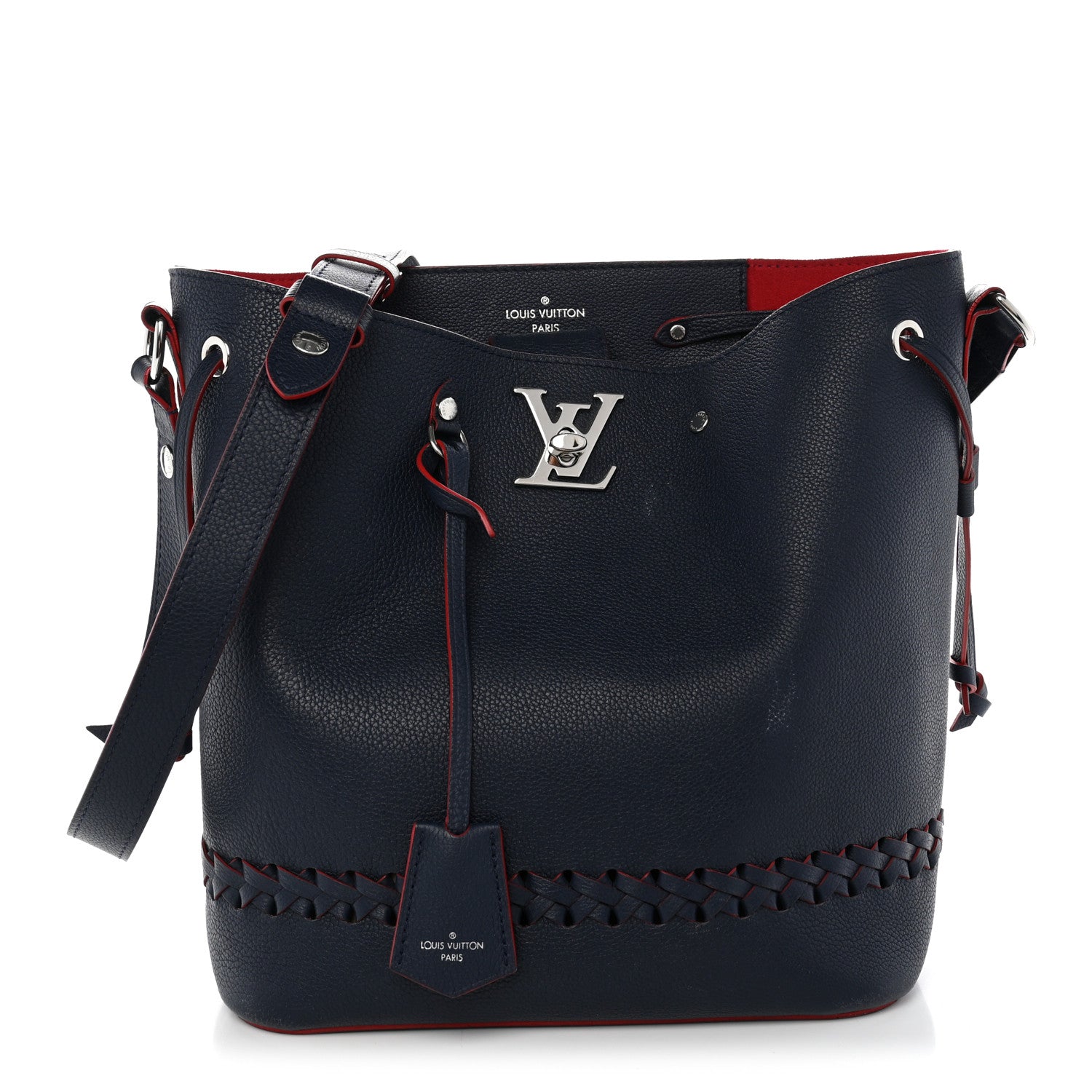 Louis Vuitton Soft Calfskin Braided Lockme Bucket Marine Rouge 1 of 12