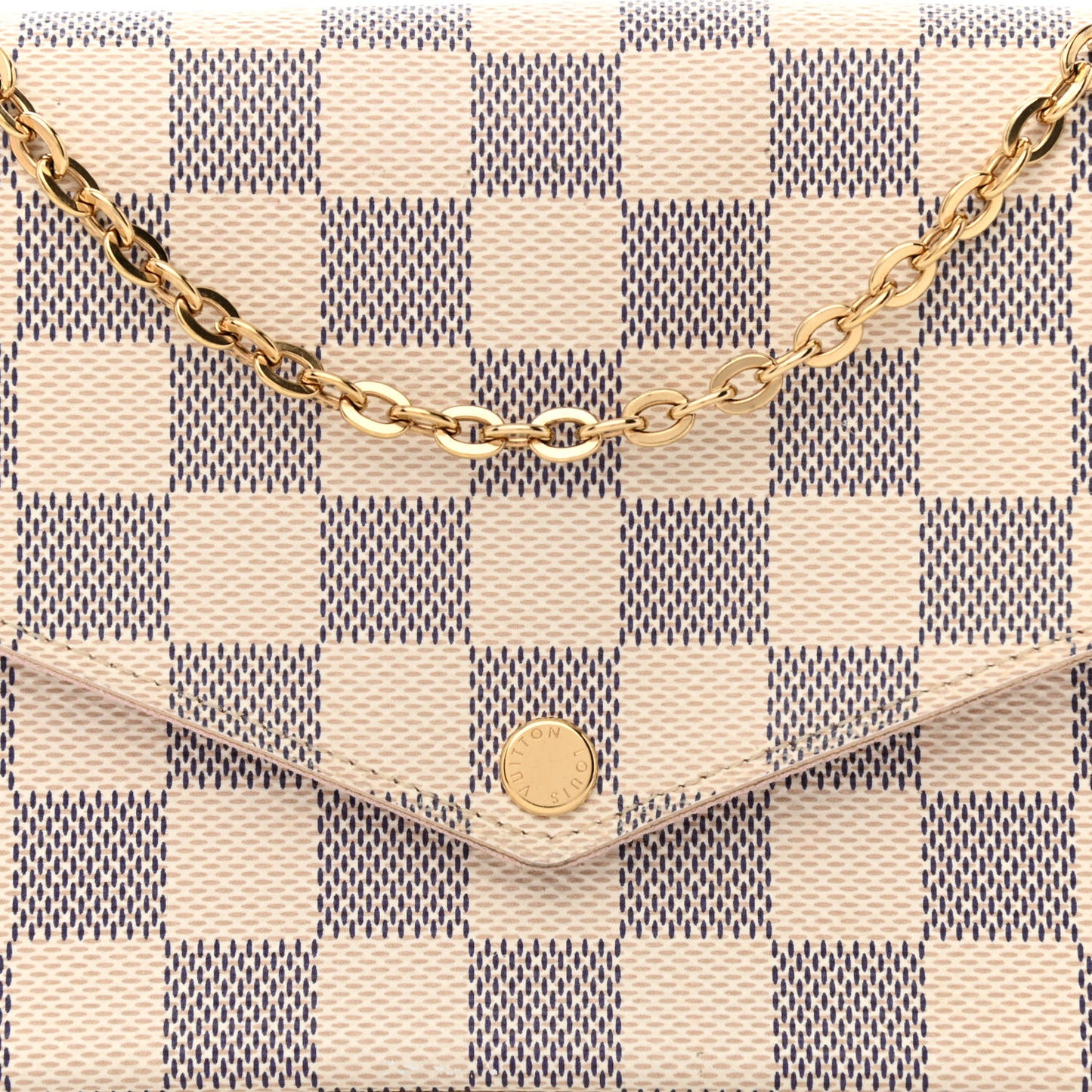 Damier Azur Pochette Felicie Chain Wallet Rose Ballerine