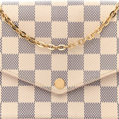 Louis Vuitton Damier Azur Pochette Felicie Chain Wallet Rose Ballerine 9 of 12