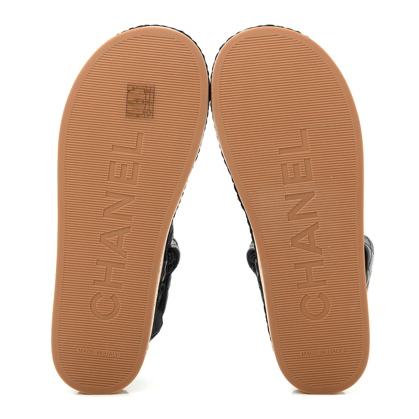 Cord Lambskin Quilted Logo Sandals 38 Black
