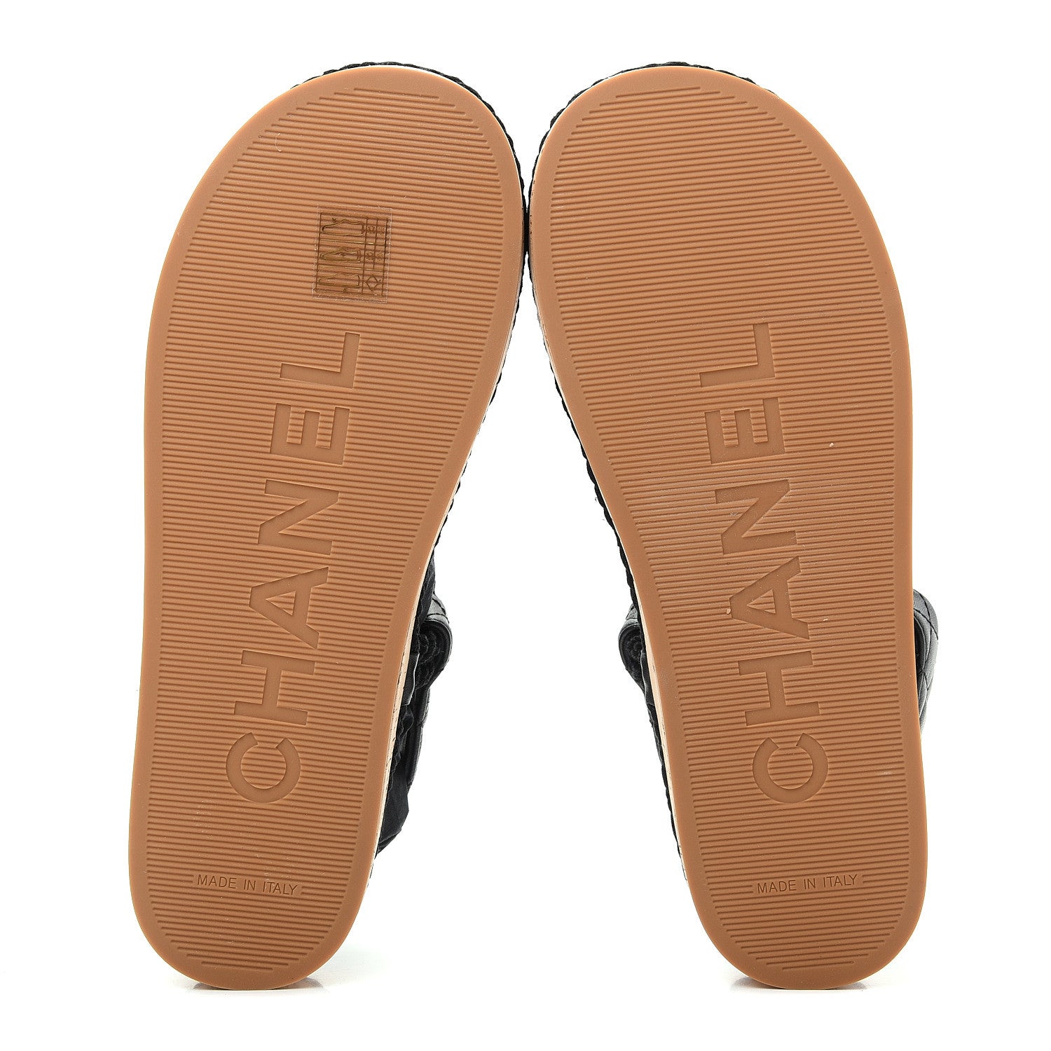 Chanel Cord Lambskin Quilted Logo Sandals 38 Black 6 of 11
