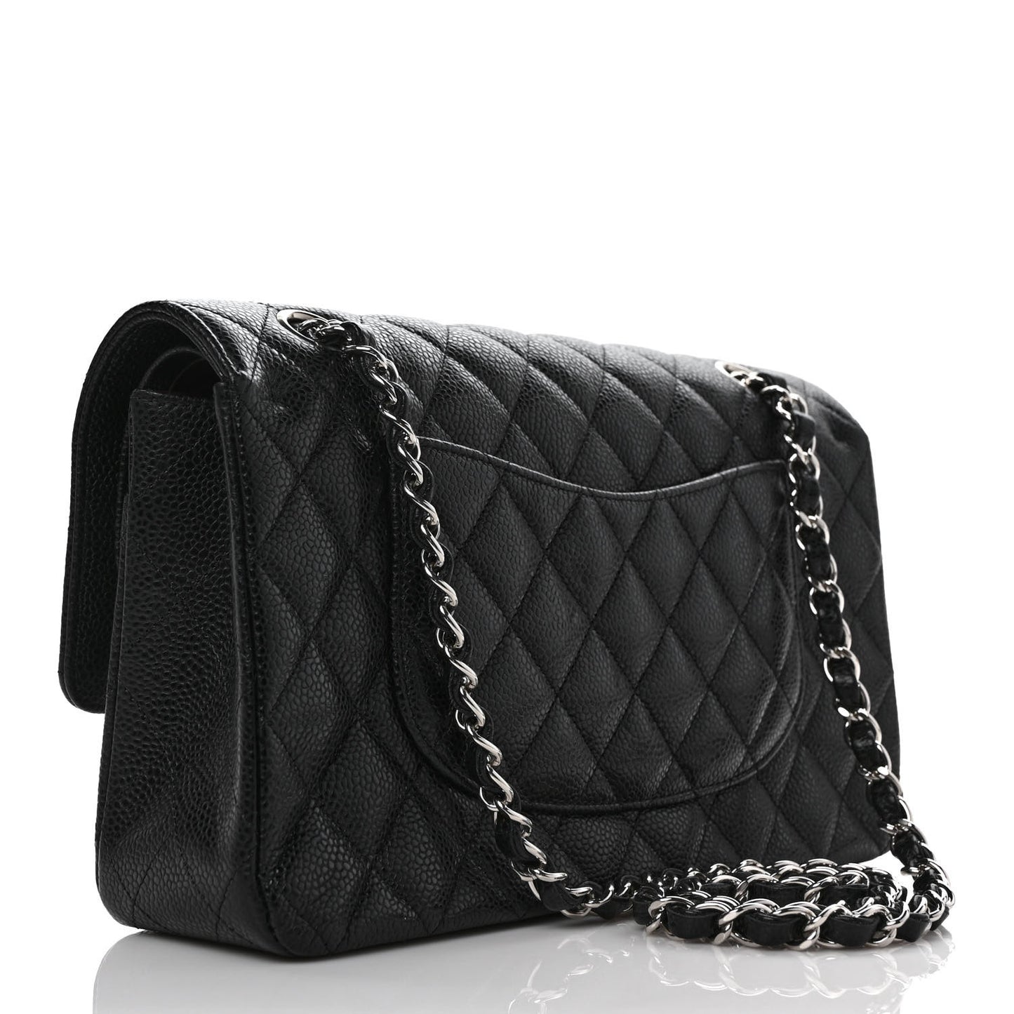 Caviar Quilted Medium Double Flap Black