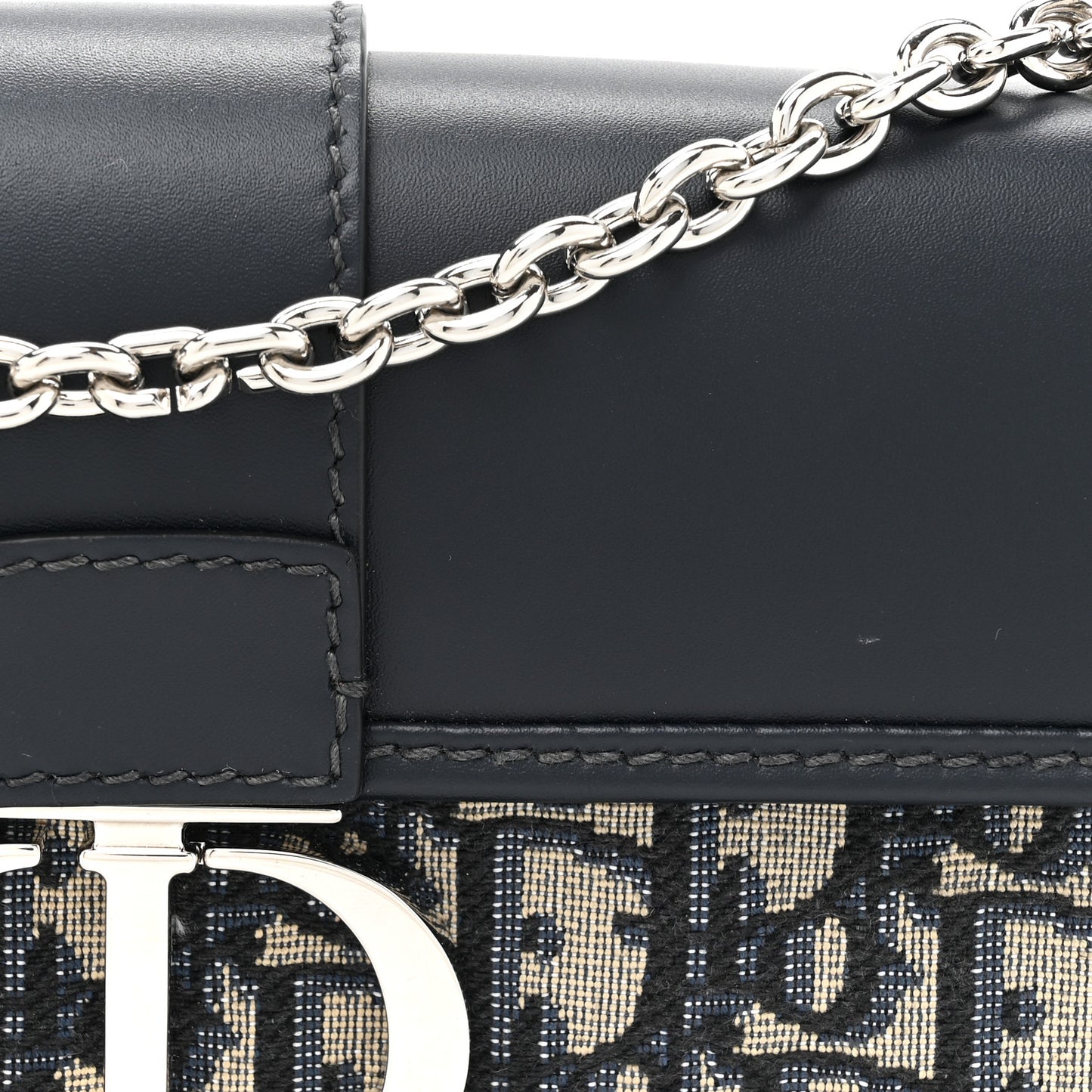 Oblique Calfskin 30 Montaigne East West Chain Flap Bag Blue