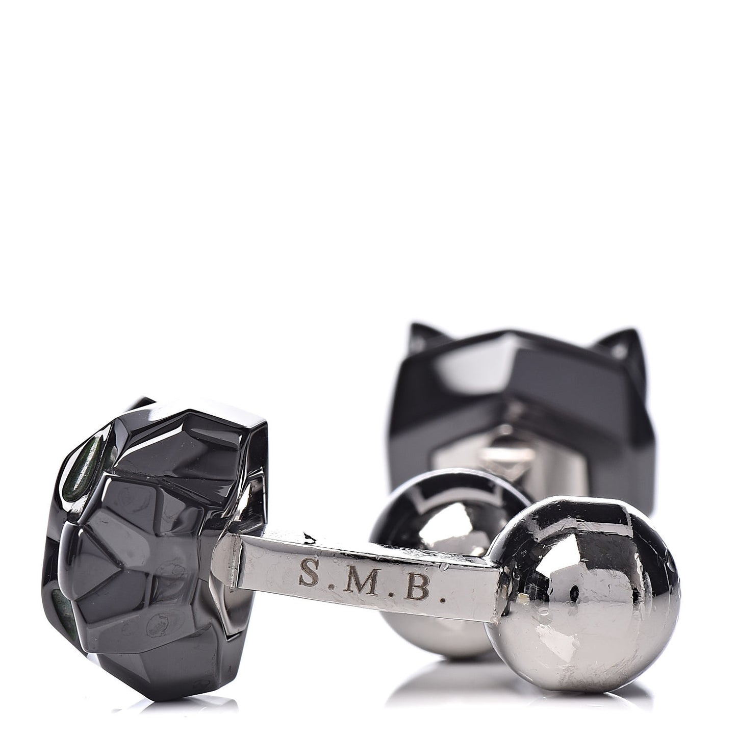 Sterling Silver Ceramic Panther Head Cufflinks Black