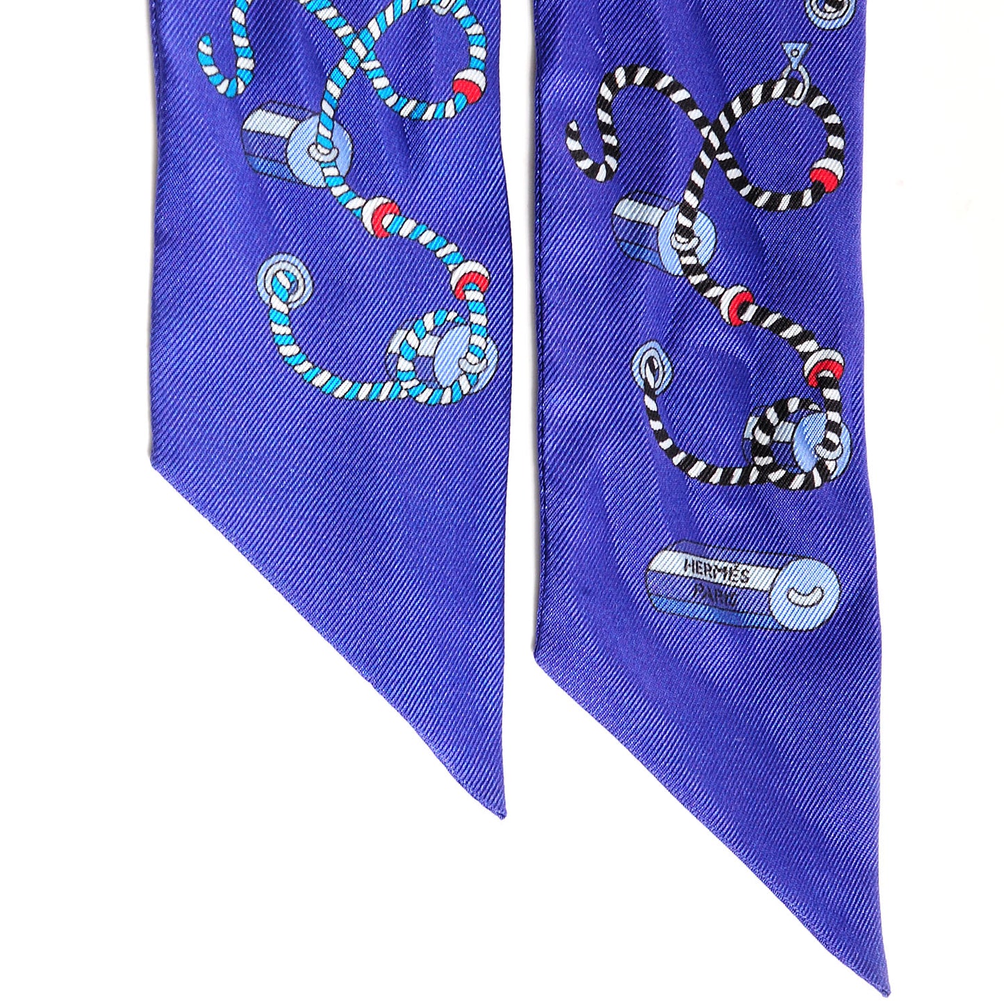 Silk Cordages Twilly Scarf Bleu Klein Turquoise Rouge