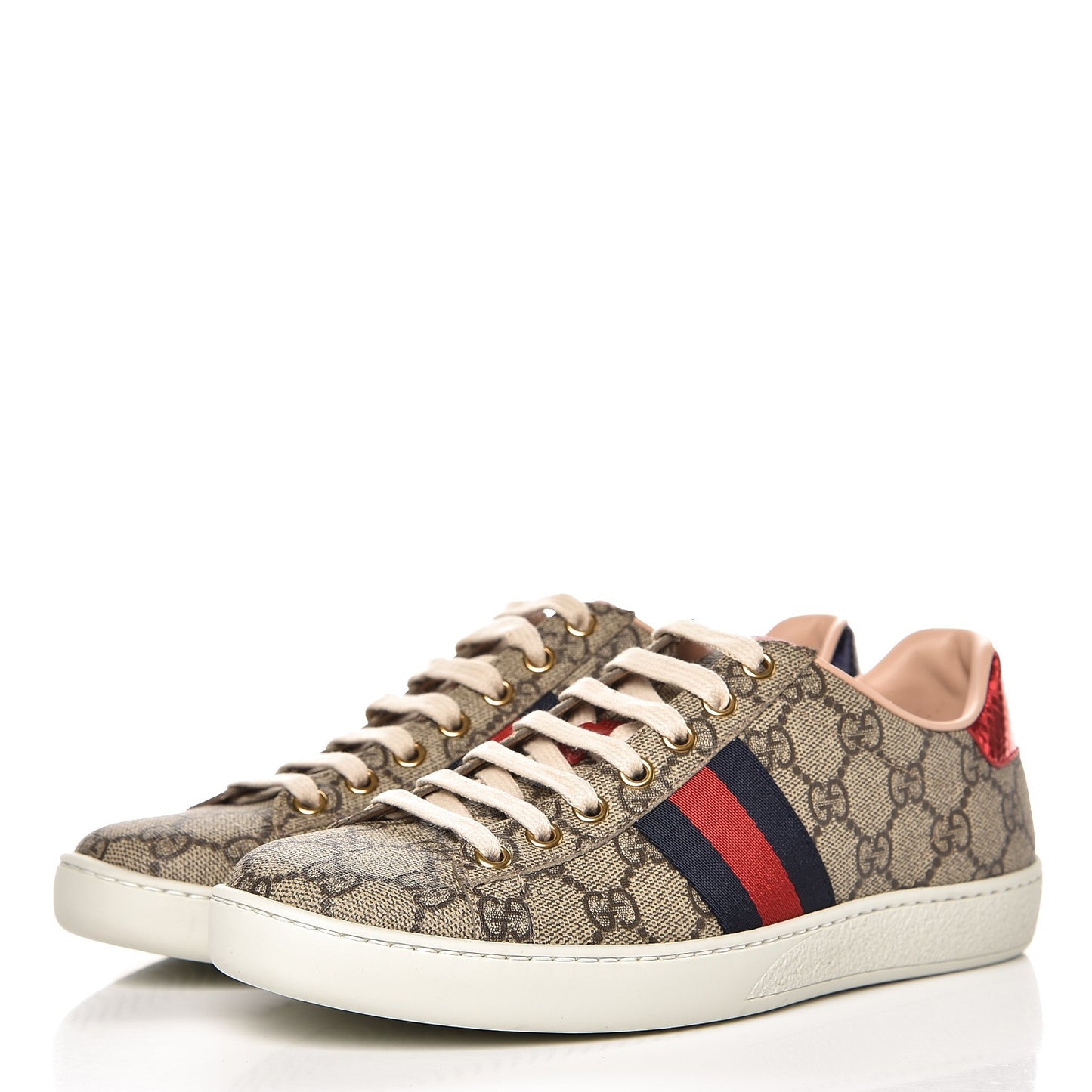 GG Supreme Monogram Ace Low-Top Sneaker 37 Beige