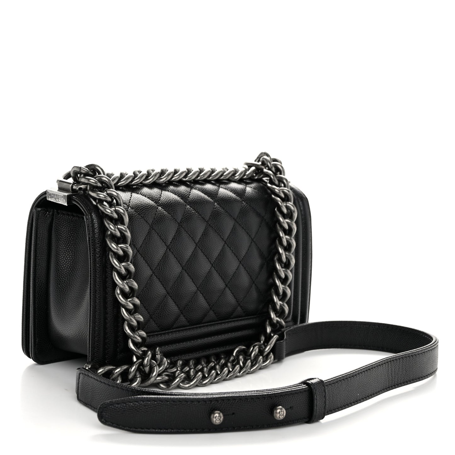 Caviar Quilted Small Boy Flap Black