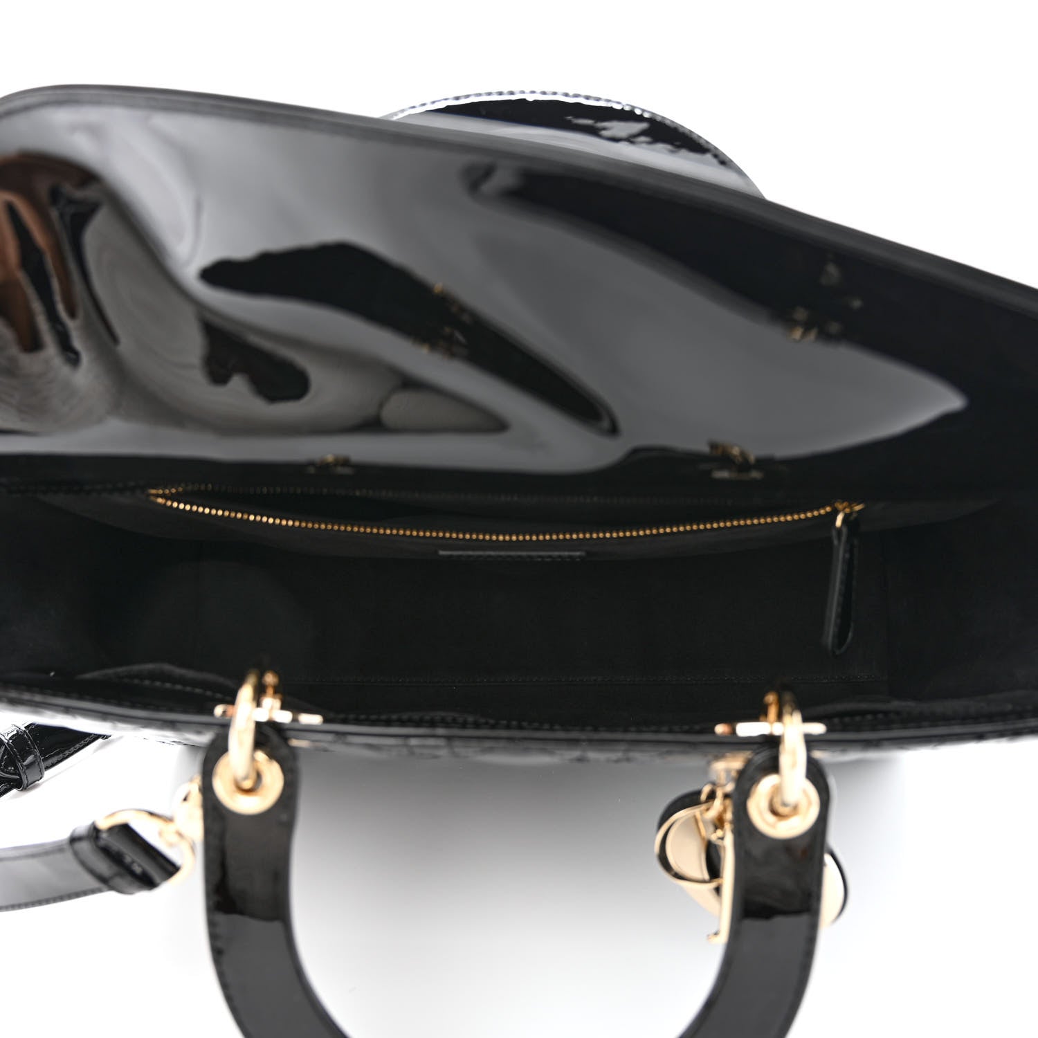 Christian Dior Patent Cannage Large Lady Dior Black 5 of 8