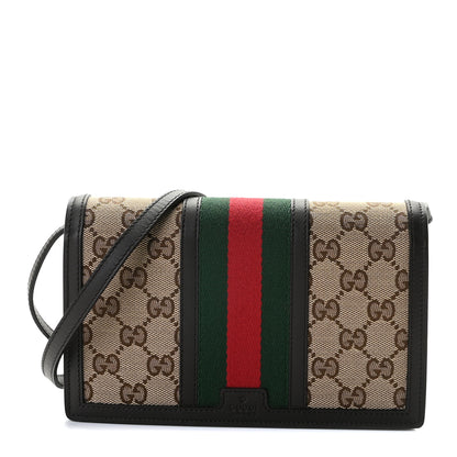 Gucci Monogram Web Strap Wallet Dark Brown 1 of 9