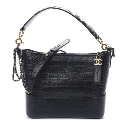 Chanel Crocodile Embossed Calfskin Medium Gabrielle Cocodile Hobo Black 1 of 9