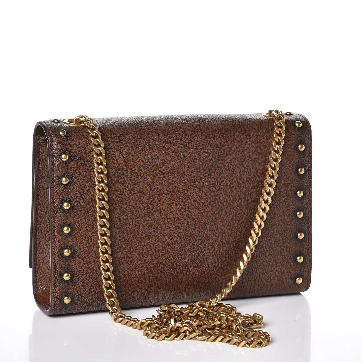 Calfskin Studded Small Monogram Kate Satchel Brown