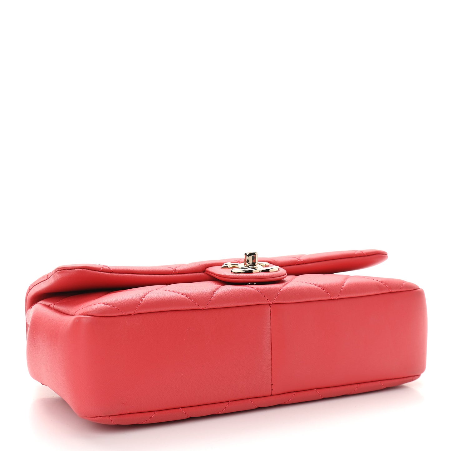 Lambskin Quilted Resin Bi-Color Chain Flap Bag Red
