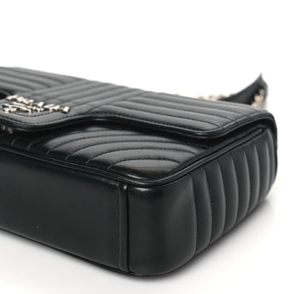 Prada Soft Calfskin Impunture Diagramme Medium Chain Flap Shoulder Bag Black 9 of 9