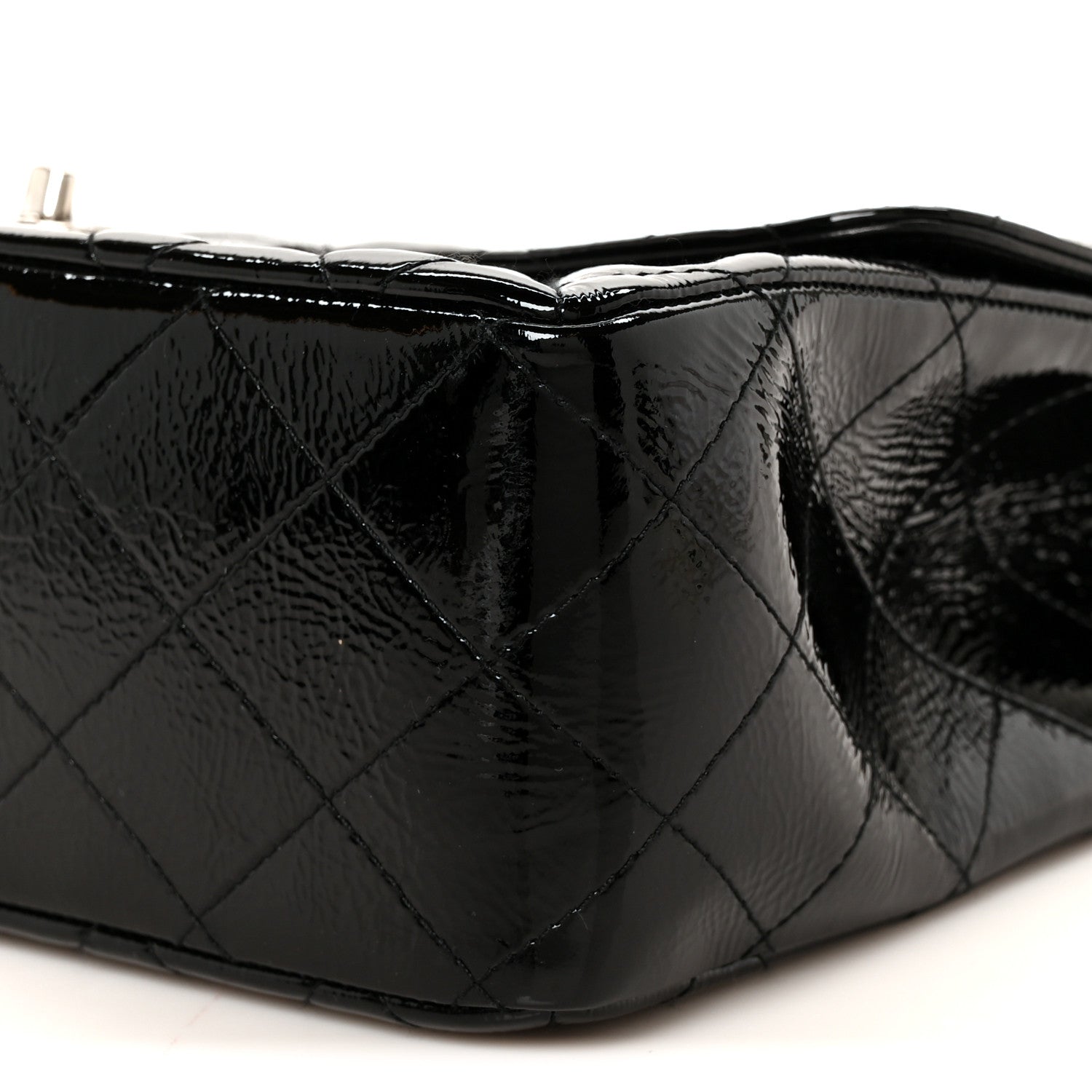 Chanel Distressed Patent Quilted Jumbo Single Flap Black 11 of 12