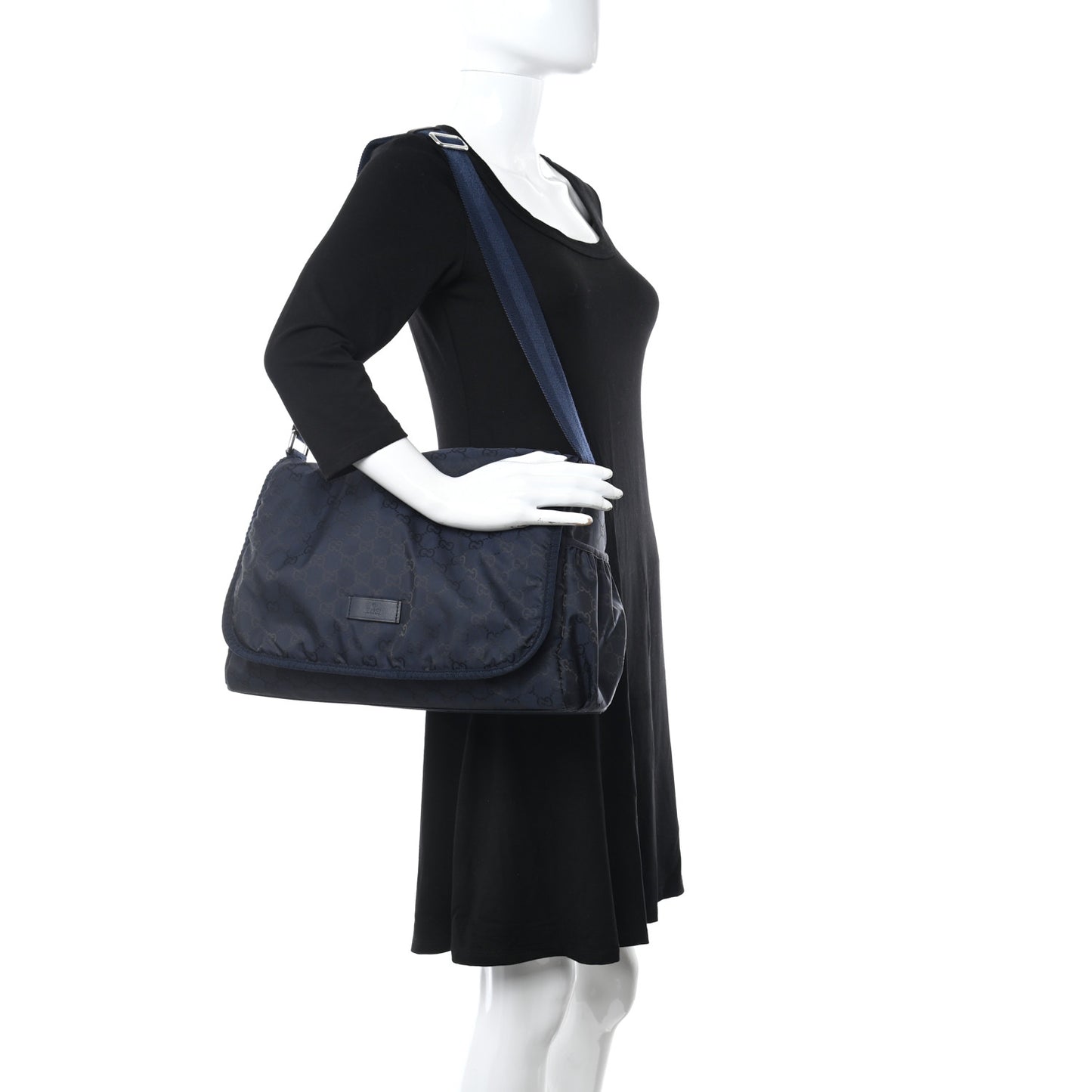 Nylon Monogram Messenger Diaper Bag Navy
