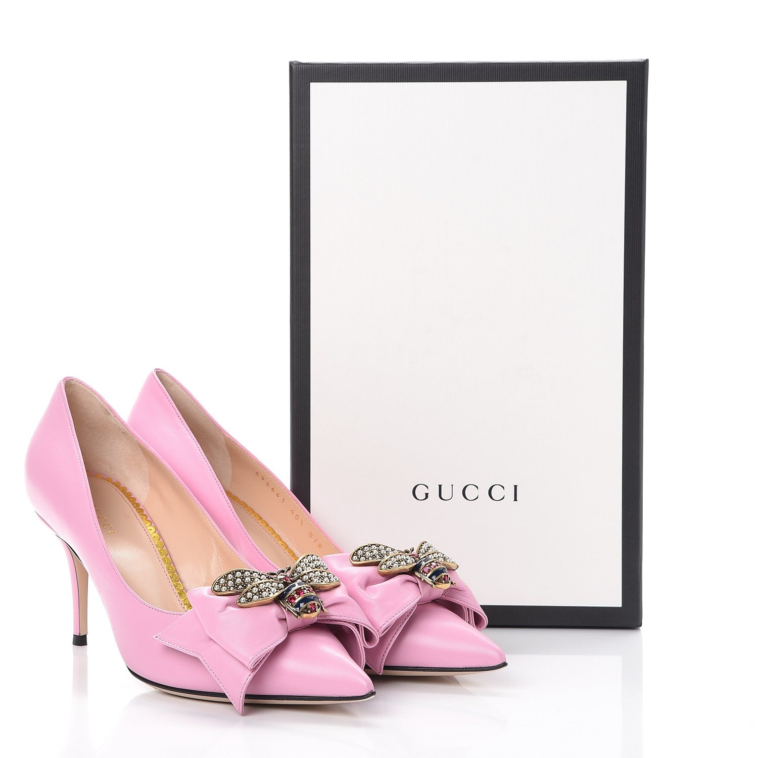 Gucci Nappa Queen Margaret Bow Mid Heel Pumps 40.5 Sugar Pink 10 of 10