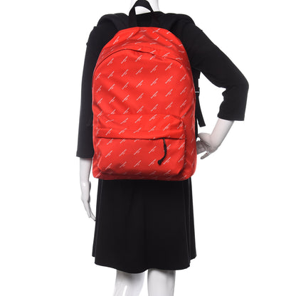 Balenciaga Twill Nylon Allover Logo Print Explorer Backpack Rouge Vermillion White 2 of 10