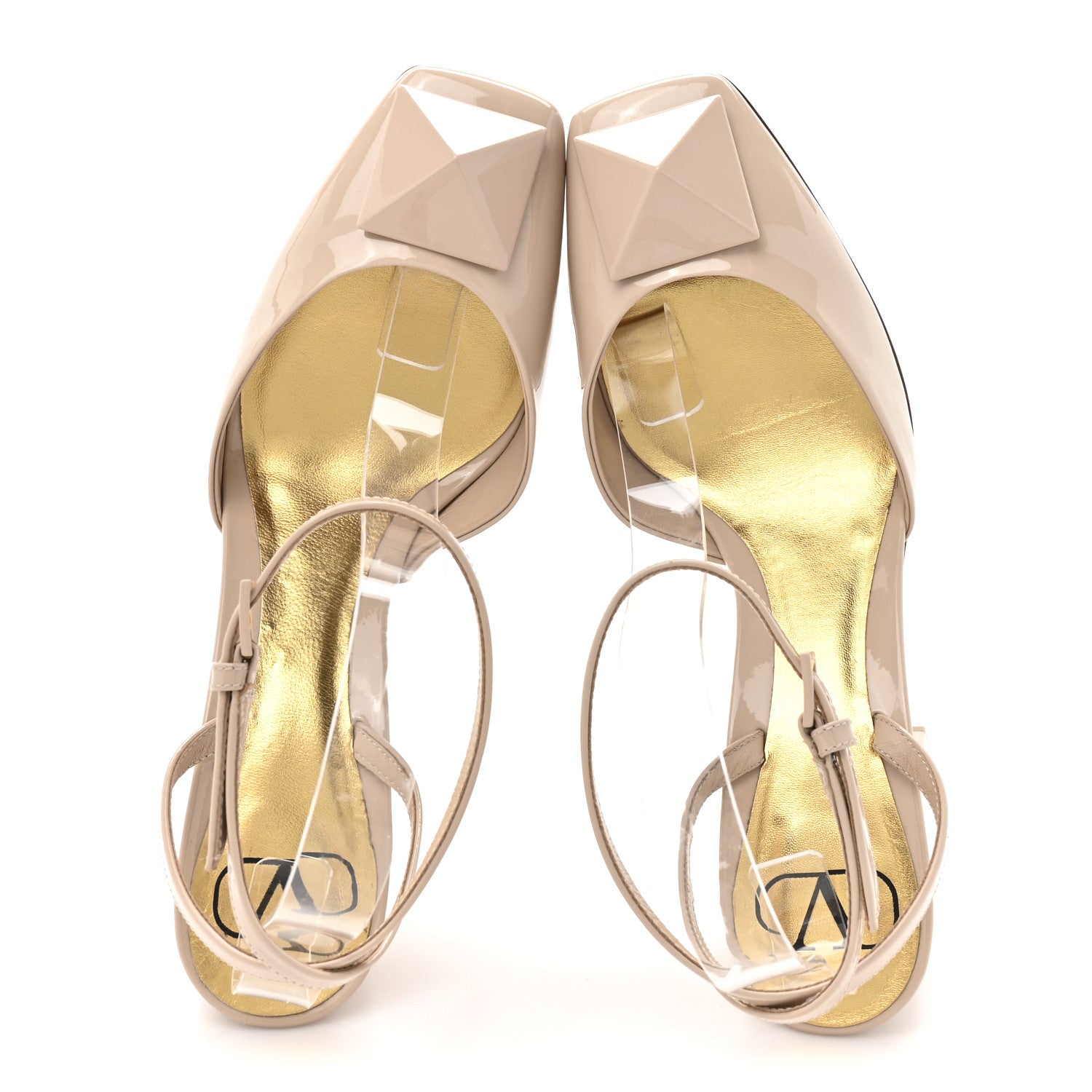 Valentino Garavani Patent One Stud Ankle Strap 90mm Sandals 38.5 Poudre 2 of 10