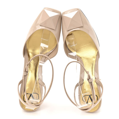 Valentino Garavani Patent One Stud Ankle Strap 90mm Sandals 38.5 Poudre 2 of 10