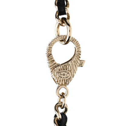 Chanel Pearl Crystal Lambskin Chain CC Necklace Black Gold 5 of 5