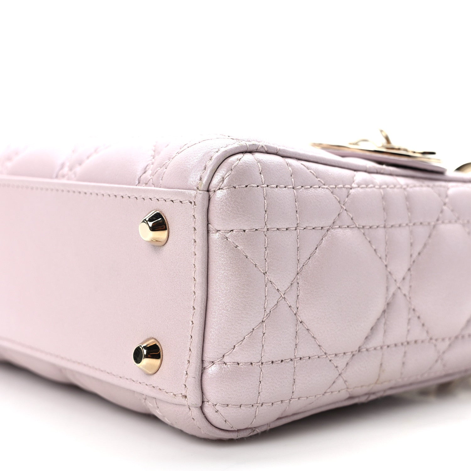 Christian Dior Metallic Lambskin Cannage Mini Lady Dior Lotus 9 of 15