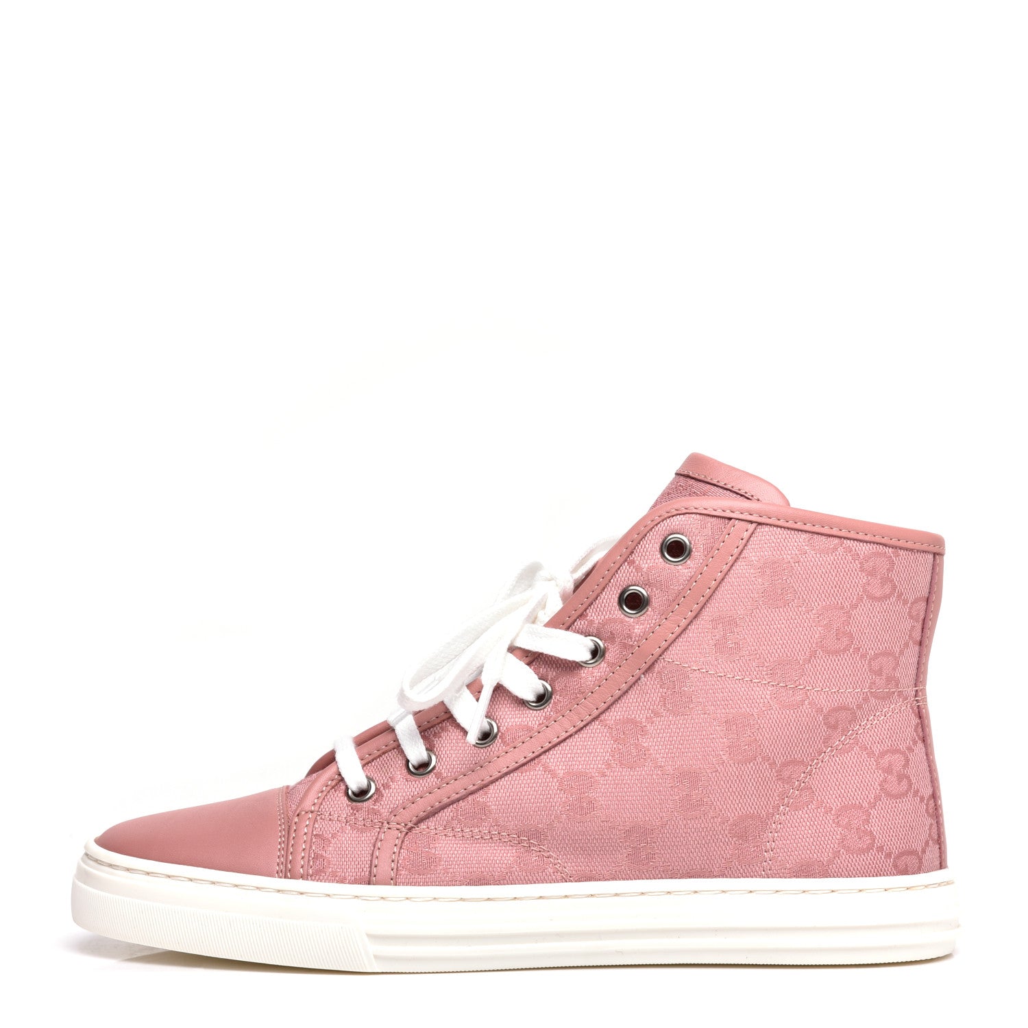 Gucci Monogram Womens High Top Sneakers 37 Pink Soft Pink 1 of 9