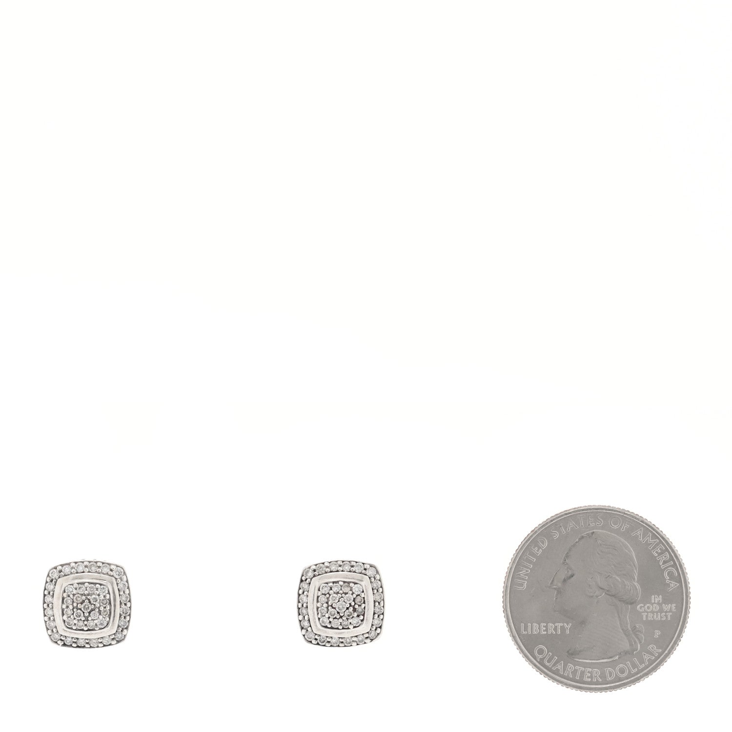 David Yurman Sterling Silver Diamond 7mm Pave Albion Earrings 2 of 4