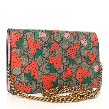 Gucci GG Supreme Monogram Strawberry Chain Wallet 3 of 12