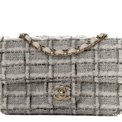 Chanel Tweed Quilted Mini Rectangular Flap White Grey 8 of 13