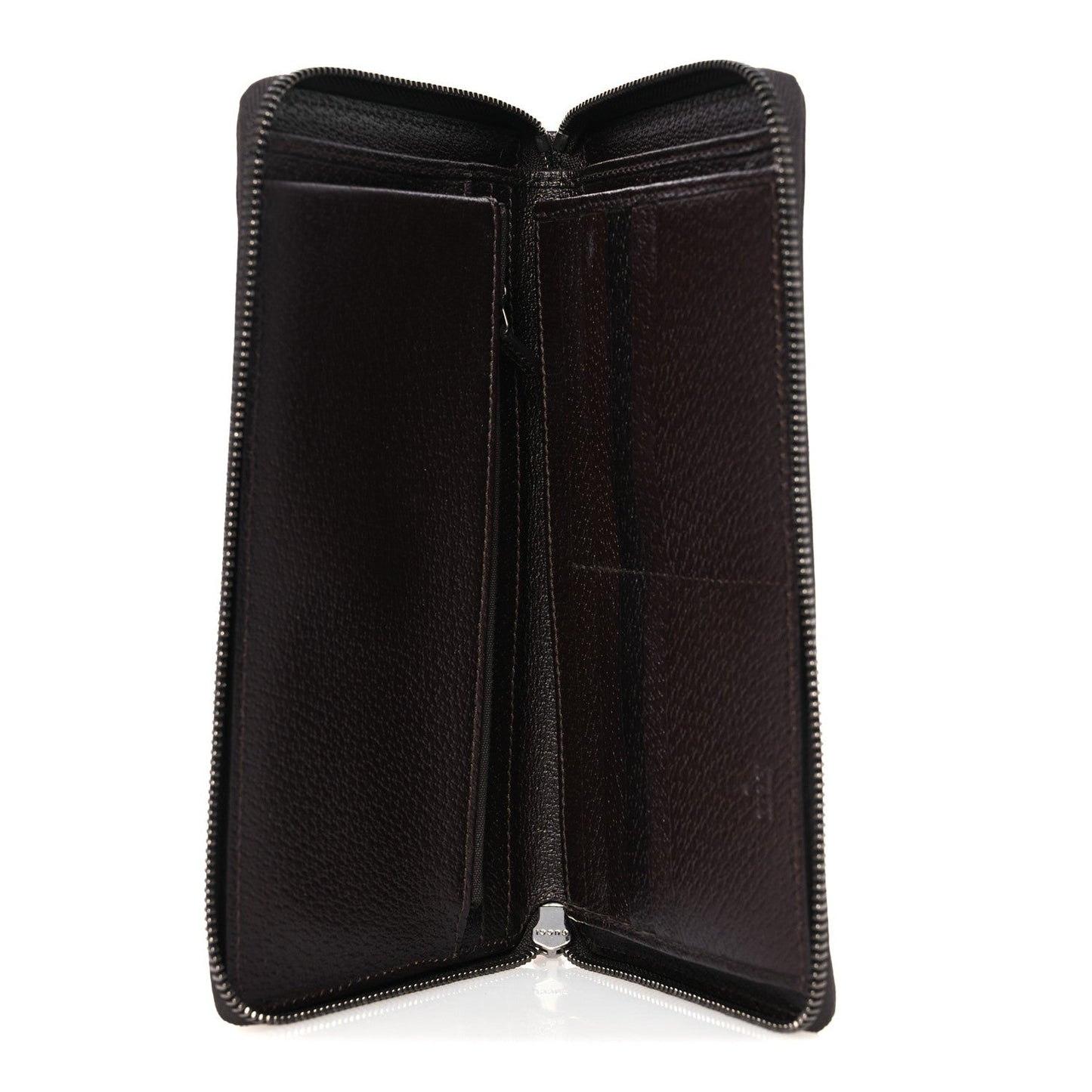 Monogram Metal Bar Zip Around Travel Wallet Dark Brown