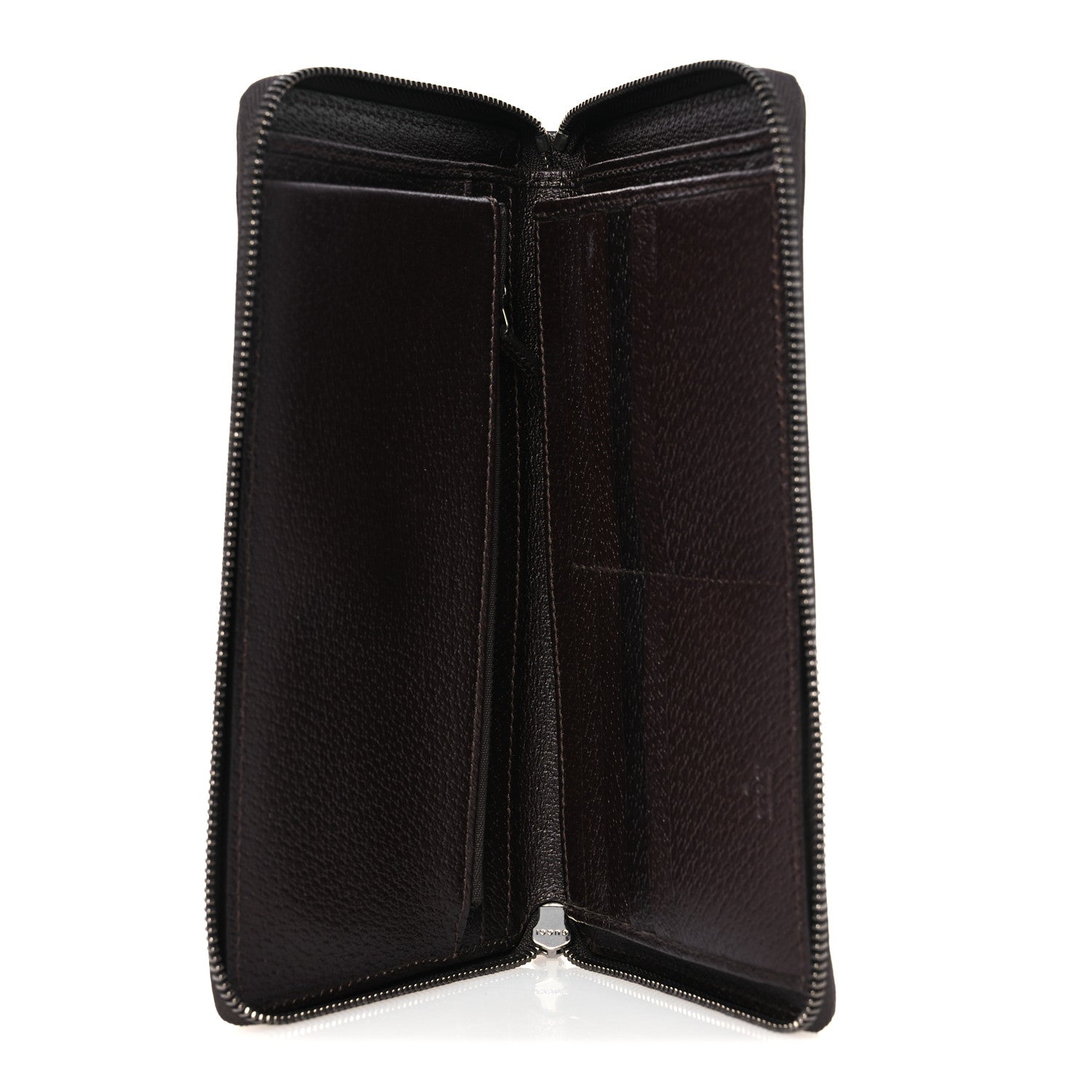 Gucci Monogram Metal Bar Zip Around Travel Wallet Dark Brown 5 of 7