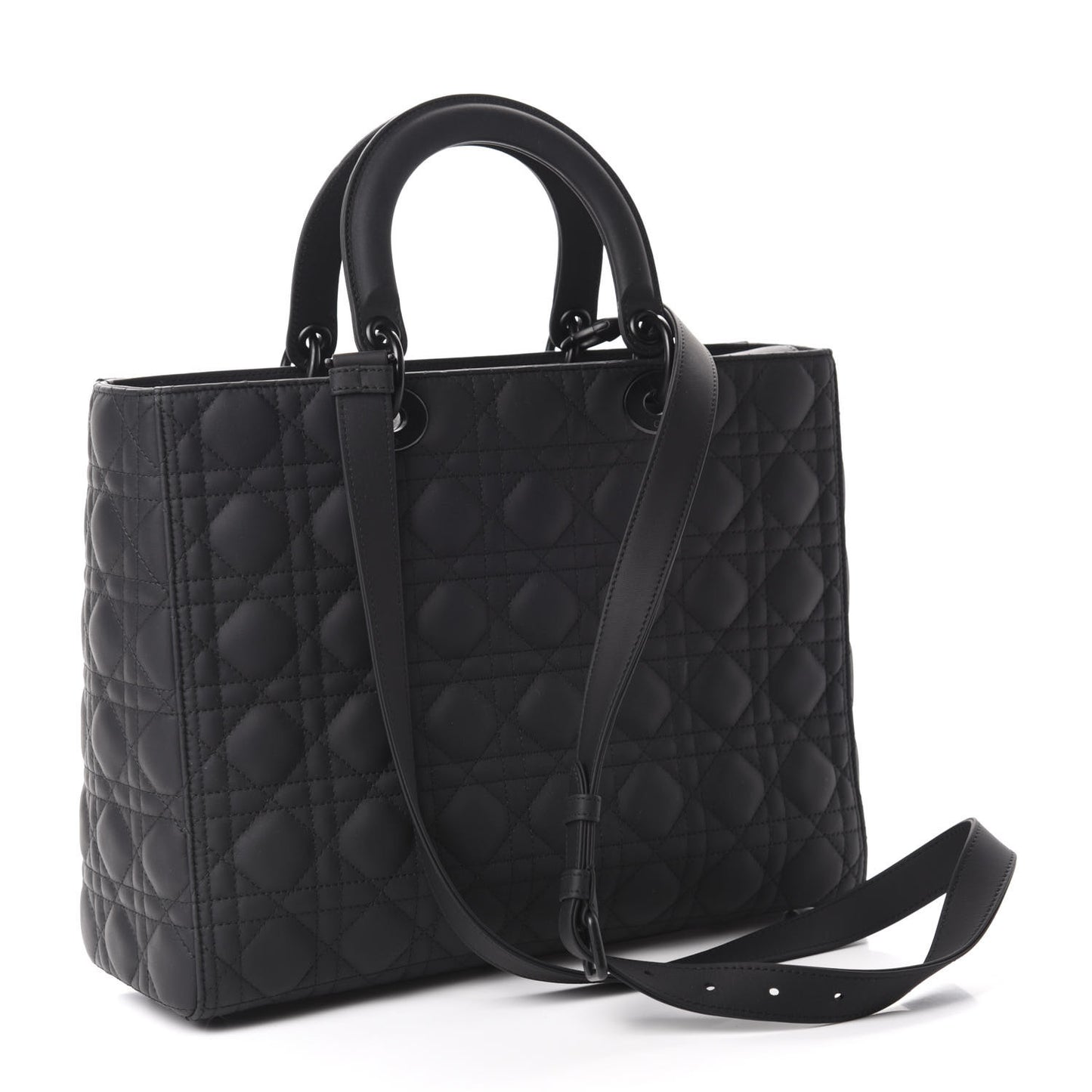 Ultra Matte Calfskin Cannage Large Lady Dior Black