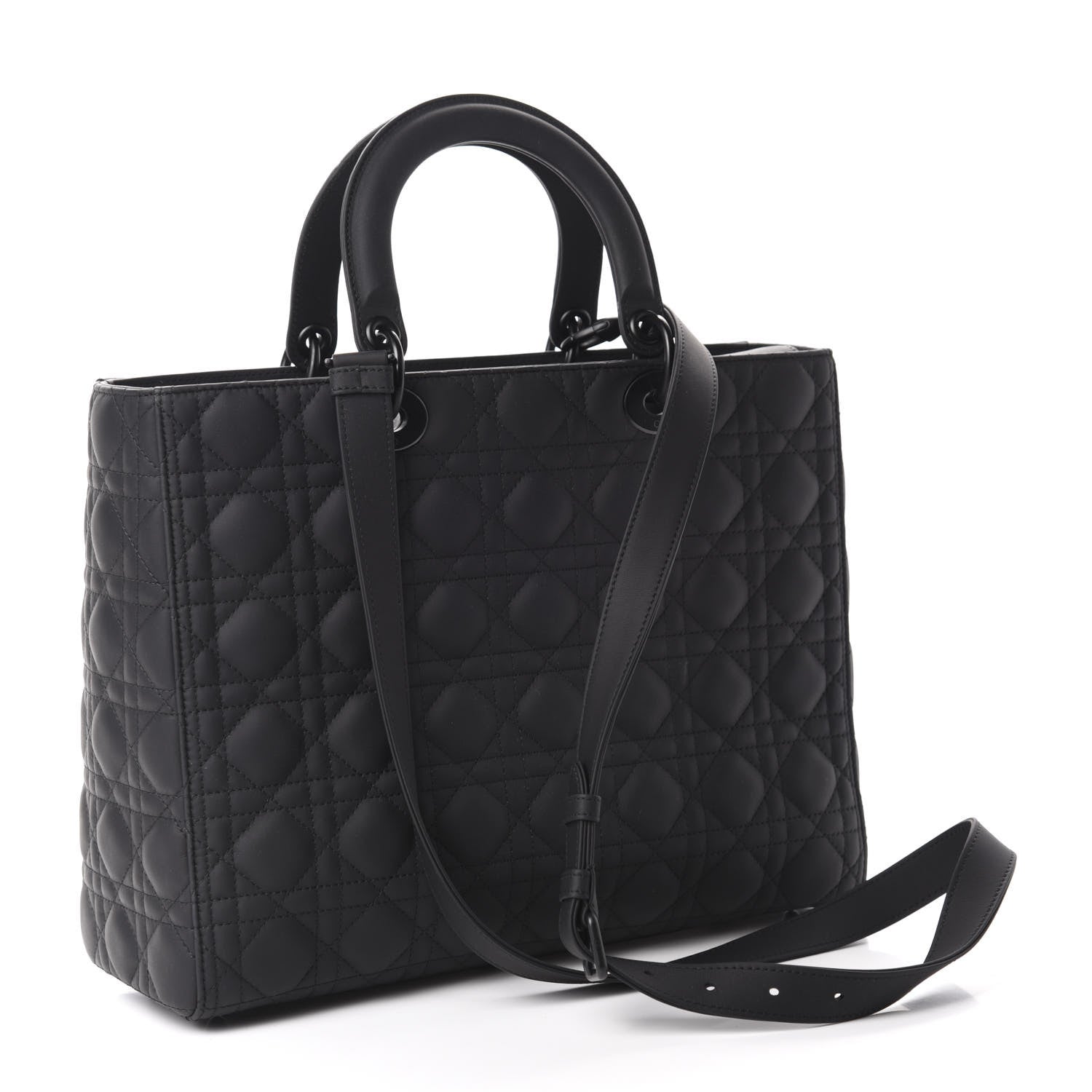 Christian Dior Ultra Matte Calfskin Cannage Large Lady Dior Black 3 of 10