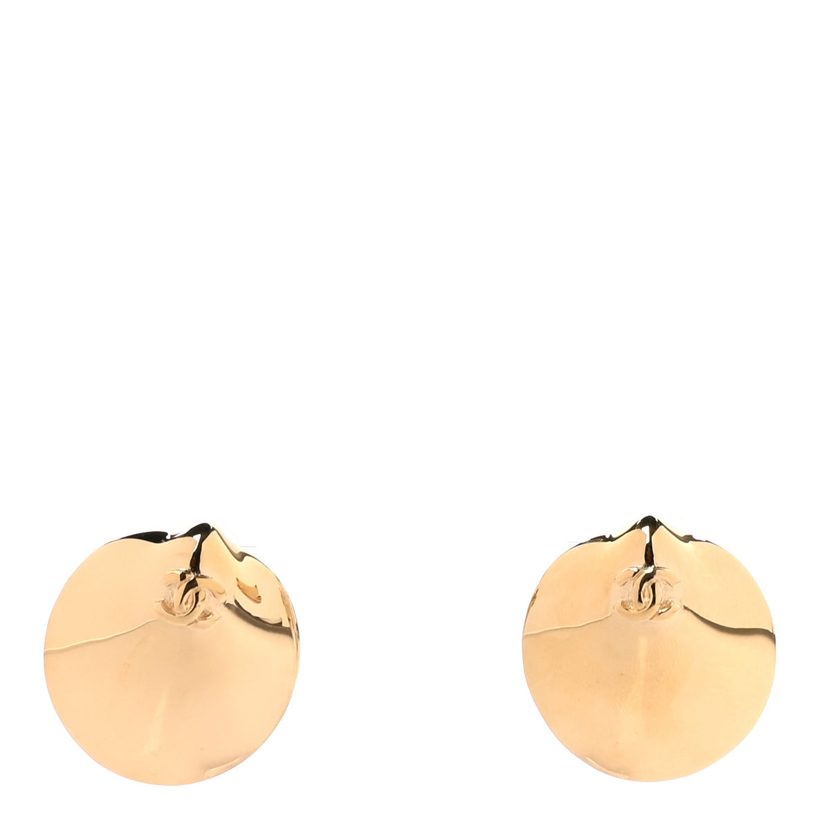 Chanel Metal CC Seashell Stud Earrings Gold Gold 1 of 4