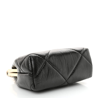 Chanel Shiny Aged Lambskin Quilted Kiss Lock Clutch With Chain Black 4 of 10