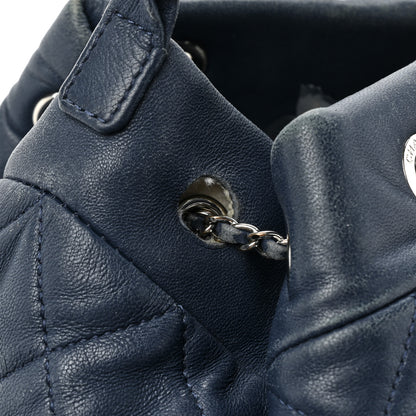 Chanel Lambskin Quilted CC Chain Drawstring Tote Blue 10 of 19