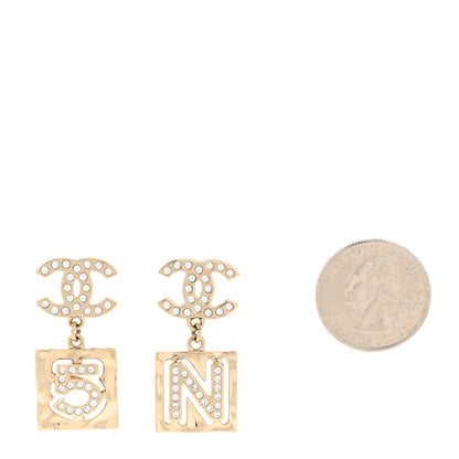 Chanel Crystal CC No 5 Drop Earrings Gold 2 of 5