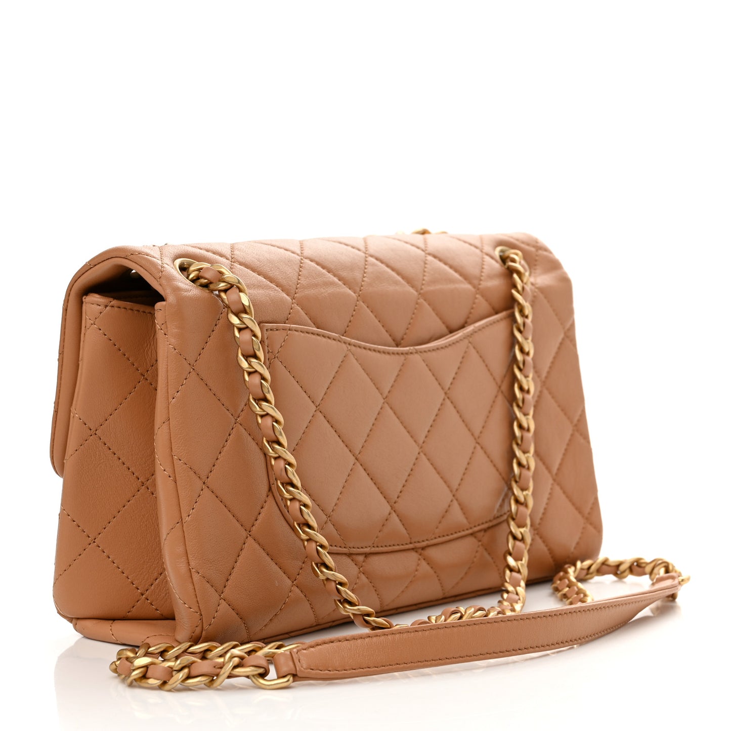 Lambskin Quilted Chaine Lettre Flap Brown