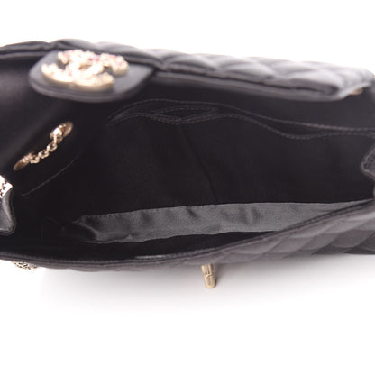 Chanel Satin Quilted Jeweled East West Flap Black 5 of 10