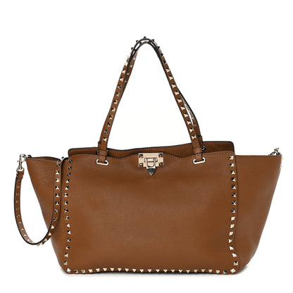 Valentino Garavani Pebbled Calfskin Medium Rockstud Tote Light Cuir 1 of 8