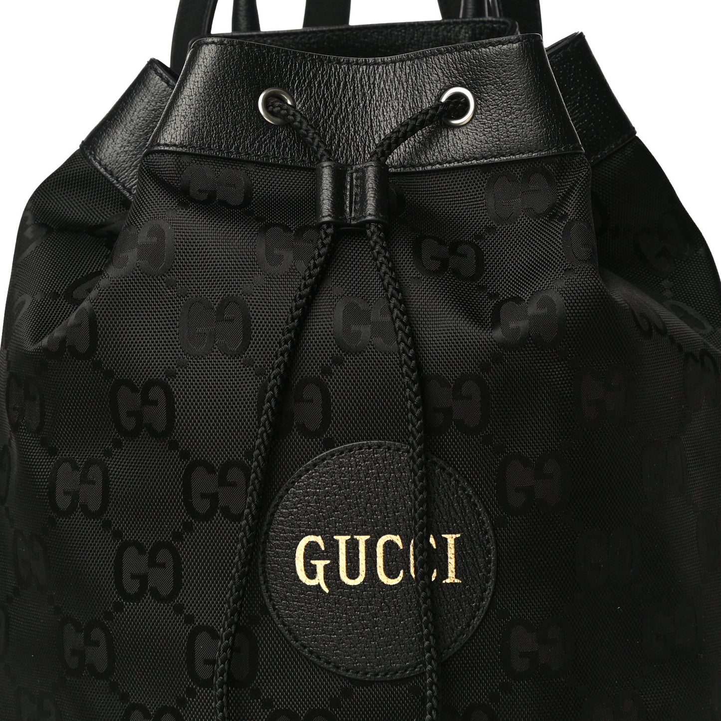 Econyl Nylon Monogram Off The Grid Drawstring Bucket Backpack Black